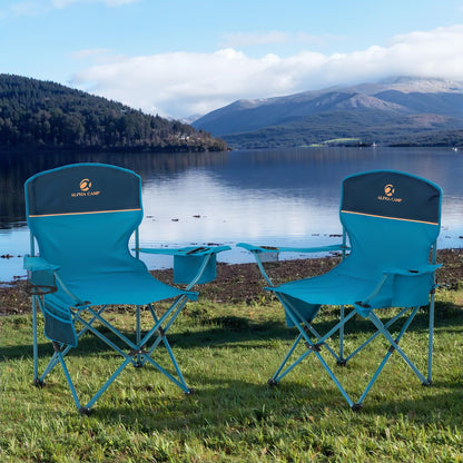 HIGH POINT SPORTS 2 Pack Portable Camping Chair for Adults, Folding Outdoor Camp Chair Lightweight Lawn Chairs Folding Collapsible Chair for Camping, Tailgates, Beach, Blue, Support 350 lbs