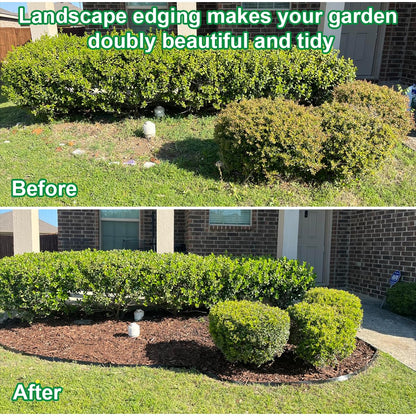 Landscape Edging 3 in x 49 FT, Garden Edging Borders with 75 Pieces Metal Stakes, Flexible Lawn Edging Border Kit, DIY Plastic Fence Edge for Tree, Yard, Flowerbeds,Grass,Landscaping, Path Way