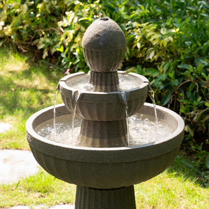 Puulye 37.80” H Outdoor Water Fountain Made with Eco-Friendly Recyclable Materials, Polyethylene Cascading Waterfall Water Fountain Outdoor, Garden Decor with LED Light for Patio, Backyard (Andesite)