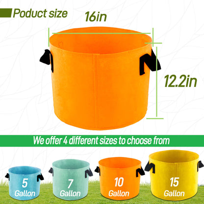 Biotolot 10-Gallon Fabric Grow Bags (7 Pack of Mix Colors) with Handles for Potato Tomato Flower and Vegetables