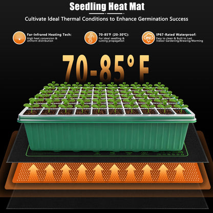 2 Set 120-Cell Seed Starter Kit with Seedling Heat Mat, Self-Watering Seed Starter Tray with Adjustable Brightness Timed Grow Light Humidity Domes, Indoor Seedling Starter Tray Plant Germination Kit