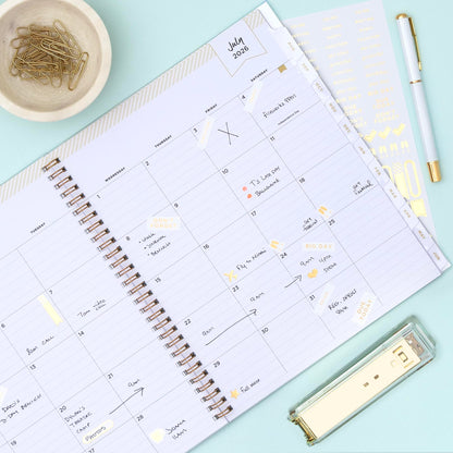 Blue Sky Day Designer 2026-2027 Daily and Monthly Academic Year Planner Calendar, July 2026 - June 2027, 8" x 10", Flexible Cover, Laminated Tabs, Storage Pocket, Includes Stickers, Annabel