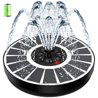 SZMP Solar Water Fountain Works in Cloudy Weather,Solar Fountain for Bird Bath 3.5W Faster Conversion Glass Solar Panel,Power Indicator Replaceable Nozzles,Built-in 2000mAh Battery(White Panel)