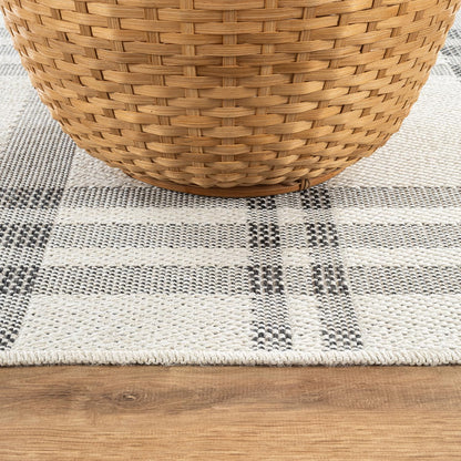 CAMILSON Easy Jute Rug 10x14, Indoor Outdoor Off-White Color Fiber Area Rugs for Living Room Patio and Dining Room Rug, Checkred Boho Woven Design, Easy-Cleaning, Washable Outside Carpet (10 x 14)
