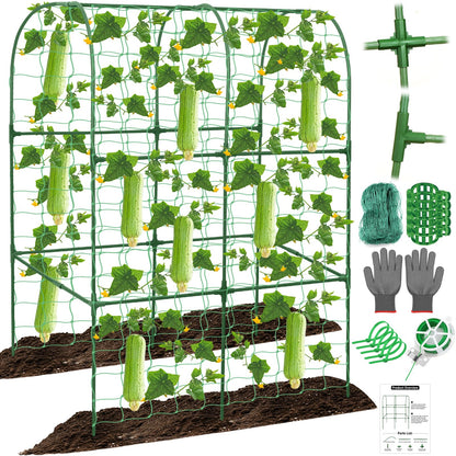 Cucumber Trellis for Raised Bed 50 x 34 Inch U-Shape Garden Trellis for Climbing Plants Outdoors Metal Garden Cucumbers Arch Trellis, Cucumber Plant Support for Tomato, Pea, Zucchini, Vine Flower