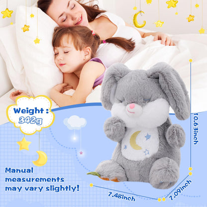 MIAODAM Soothing Cuddle Plush Toy, Breathing Stuffed Animal Bunny Plush with Realistic Breathing Action and Relaxing Music, for Babies and Toddlers, Hugging Plush for Emotional Comfort