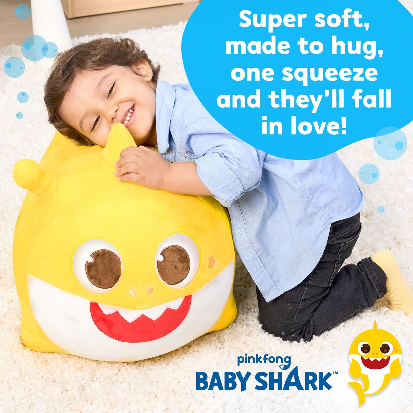 JITTERYGIT Baby Shark Official Bouncy Hopper Plush Musical Singing Toy - Inflatable Animal Ride On for Indoor & Outdoor - Birthday Gift for Kids & Toddlers (Boys & Girls) Ages 18+ Months (Yellow)
