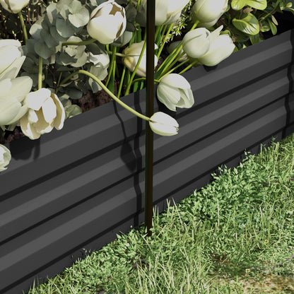 Outsunny 7.3 x 3.4 x 1 ft Galvanized Raised Garden Bed with Crop Cage Plant Protection Net and Shade Cloth Roof, Metal Planter Box with Cover for Vegetables, Flowers, Herbs, Dark Gray