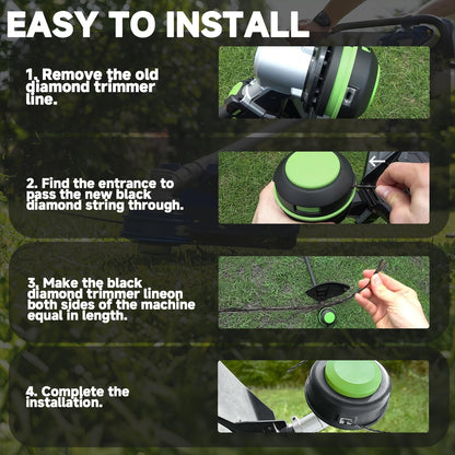 SunDiss 885ft 0.095" Trimmer Line Cutting String Replacement for Echo Black Diamond Trimmer Line 330095073/330095071, Fits for Medium to Heavy Grass and Weeds, with Built-in Line Cutter