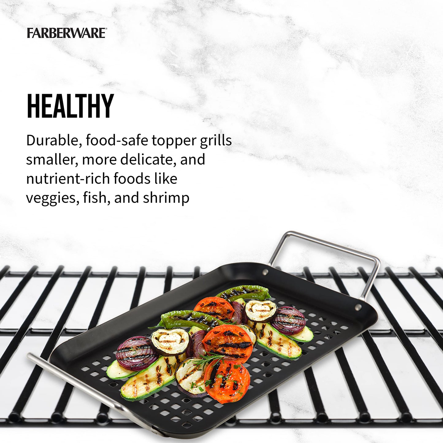 Farberware Barbecue Grill Topper, 7x13.5-Inch, Black