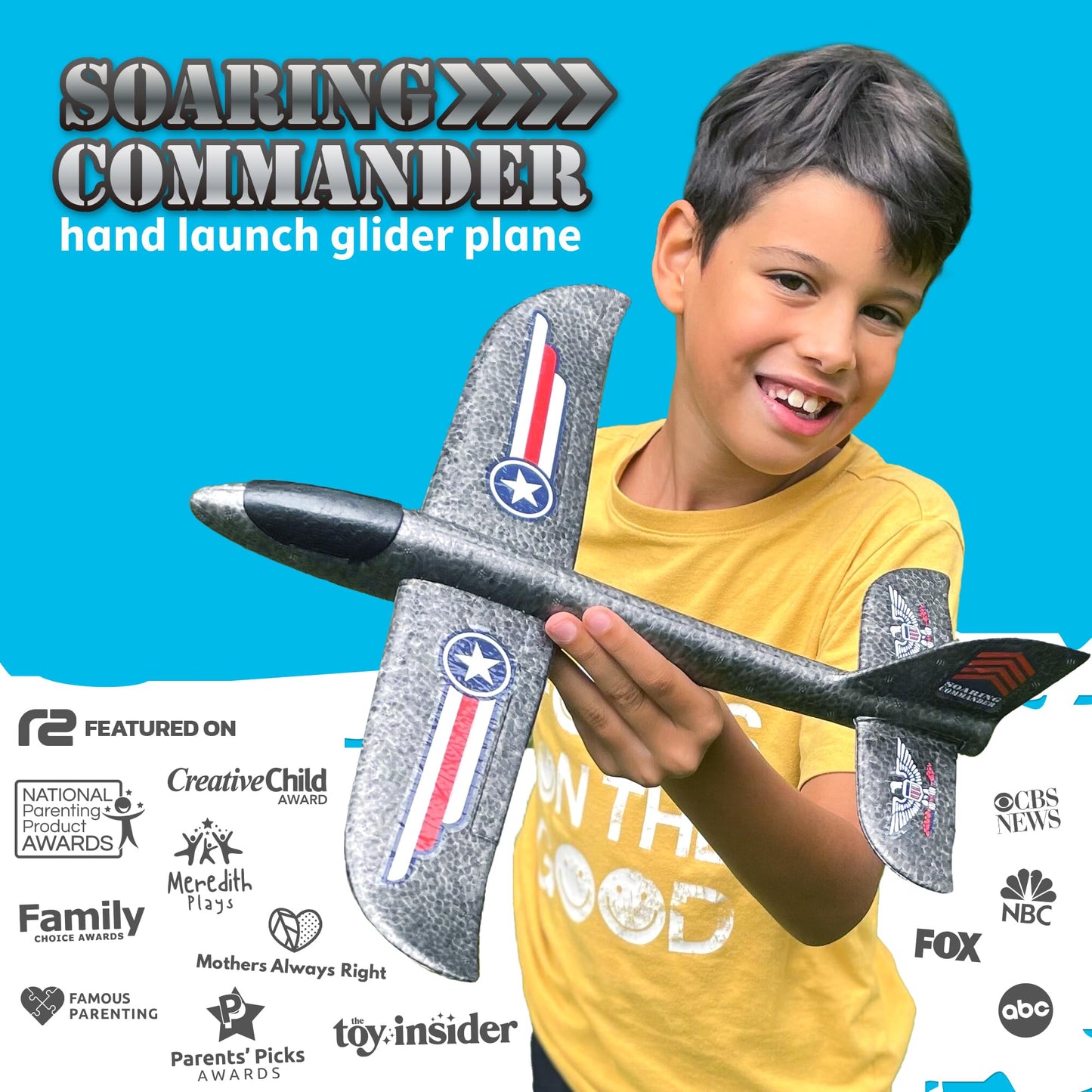 Foam Airplane Toy for Kids – Easy to Throw Glider Plane - Gifts for Boys or Girls & Birthday Gift Ideas - Soft & Safe Outdoor Toy - Summer Gifting Ideas Present Ages 3 4 5 6 7 8 9 10 11 12 +