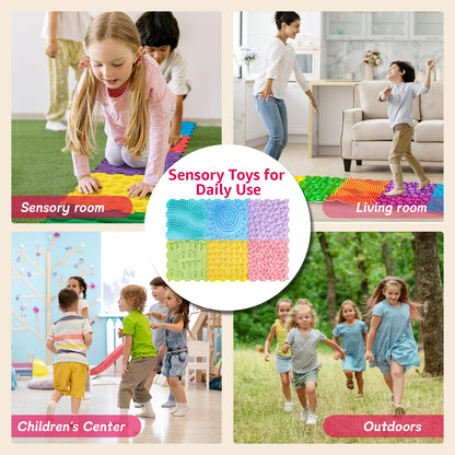 Edusense Sensory Mat for Autism Children - Textured Puzzle Play Mat for Kids, Non-Toxic Massage Game Floor Tiles | Safe Sensory Room Must Have (Classical)