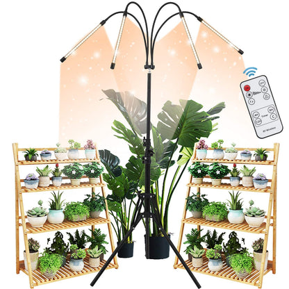 WTINTELL LED Plant Grow Light with Stand, LED Grow Light Full Spectrum for Indoor Plants,10 Dimmable Levels,3 Modes Timing,Tripod Adjustable 15-72 inch.