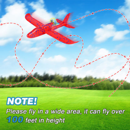 Fuwidvia Electric Foam Airplane Toy, 2 Pack LED 15/25s Plane Toy for Boys, Outdoor Flying Toy Birthday Gifts for Boys Girls 3-12 Years Old Kids Christmas Easter