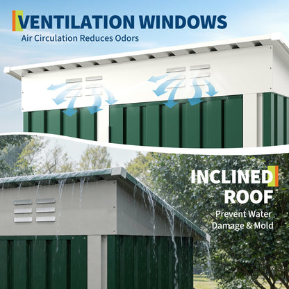 5×3FT Outdoor Metal Storage Shed, Garden Tool Metal Shed with Lockable Doors, Anti-Corrosion Storage House with Sloping Roof for Backyard Garden Patio Lawn