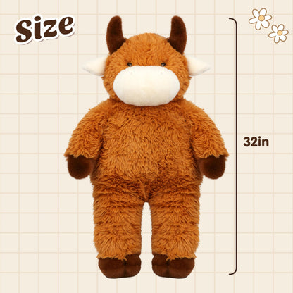 Cudhug 32" Giant Highland Cow Stuffed Animal, Animals Plush Toy Gift Huge Size Fluffy Plushy Fat Plushie, Stuffed Animals for Kids Adults