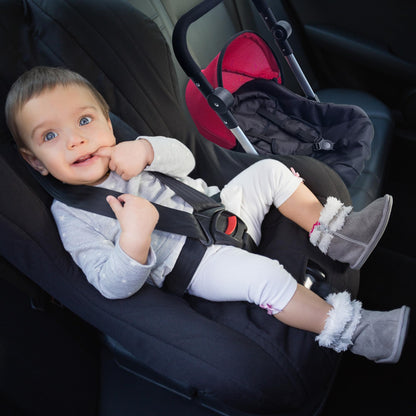 Baby Doll Car Seat Stroller Combo – Convertible 2 in 1 Doll Stroller and Car Seat for Kids – Fits Up to 20” Dolls – Play Toy Baby Stroller with Adjustable Handle for Girls Toddlers All Ages (Maroon)