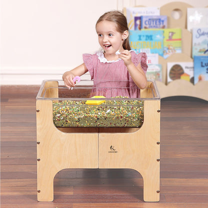 KRAND See-Through Small Water & Sand Sensory Table for Kids w/Transparent Tub for Tactile Play & Learning – Perfect for Home, Classroom & Daycare