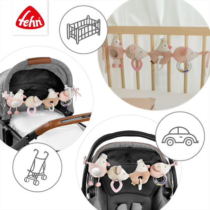 Fehn FeehnLAND Stroller Chain, Mobile Chain with Cute Hanging Figures, Flexible Hanging Motor Activity Toy, Play Bow for Babies and Toddlers from Birth
