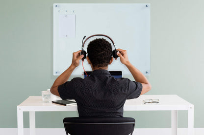 Audio-Visual Direct Magnetic White Glass Dry-Erase Board Set - 5' x 3.4' - Includes Magnets, Hardware & Marker Tray
