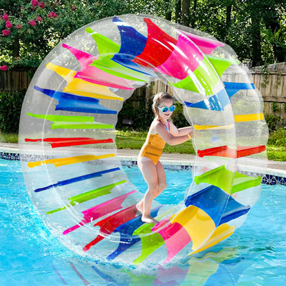 iGeeKid 65" Giant Inflatable Pool Toys Wheel Roller for Kids-Pool Floats Pool Games for Kids Age 6-8,8-12 Years Girls Boys Summer Party,Beach,Swimming Pool,Lake,Lawns Fun Water Rolling Wheel Toys