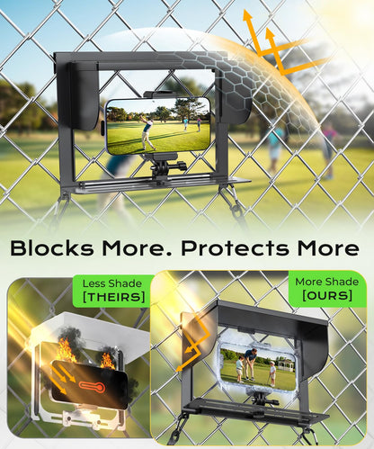 LC-dolida Foldable Phone Fence Mount with Sunshade – Ultra-Thin Portable All-in-One Kit for iPhone, GoPro, Mevo, Insta360 & Action Cameras – Stable Hands for Baseball, Football & Soccer Games
