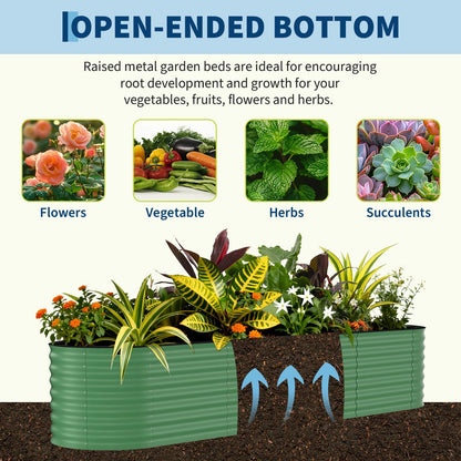 Garvee 8x2x1.5ft Galvanized Raised Garden Bed, Oval Metal Planter Box with Anti-Cut Safety Edges, 179 Gallons Rust-Resistant Deep Root Planter for Outdoor Vegetables, Flowers, Herbs, Green