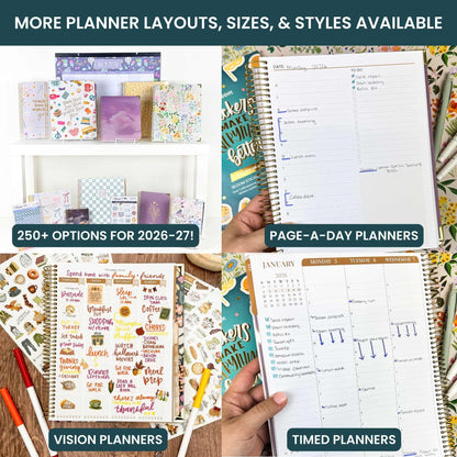 bloom daily planners HARDCOVER Planner 2026-2027 (8.5" x 11") Academic Year (July 2026 - July 2027) - 13 Months Task Goal Planner for Women - Monthly & Weekly Agenda Book - Purple Linen