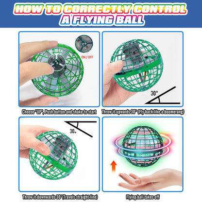 UROINT 2026 Flying Orb Ball for Kids, Magical Hover Cosmic Space Boomerang Rotating Floating Mini Hand Drone Stocking Stuffer Xmas Toys for Girls Boys Teen Age 6 7 8 9 10+ Green