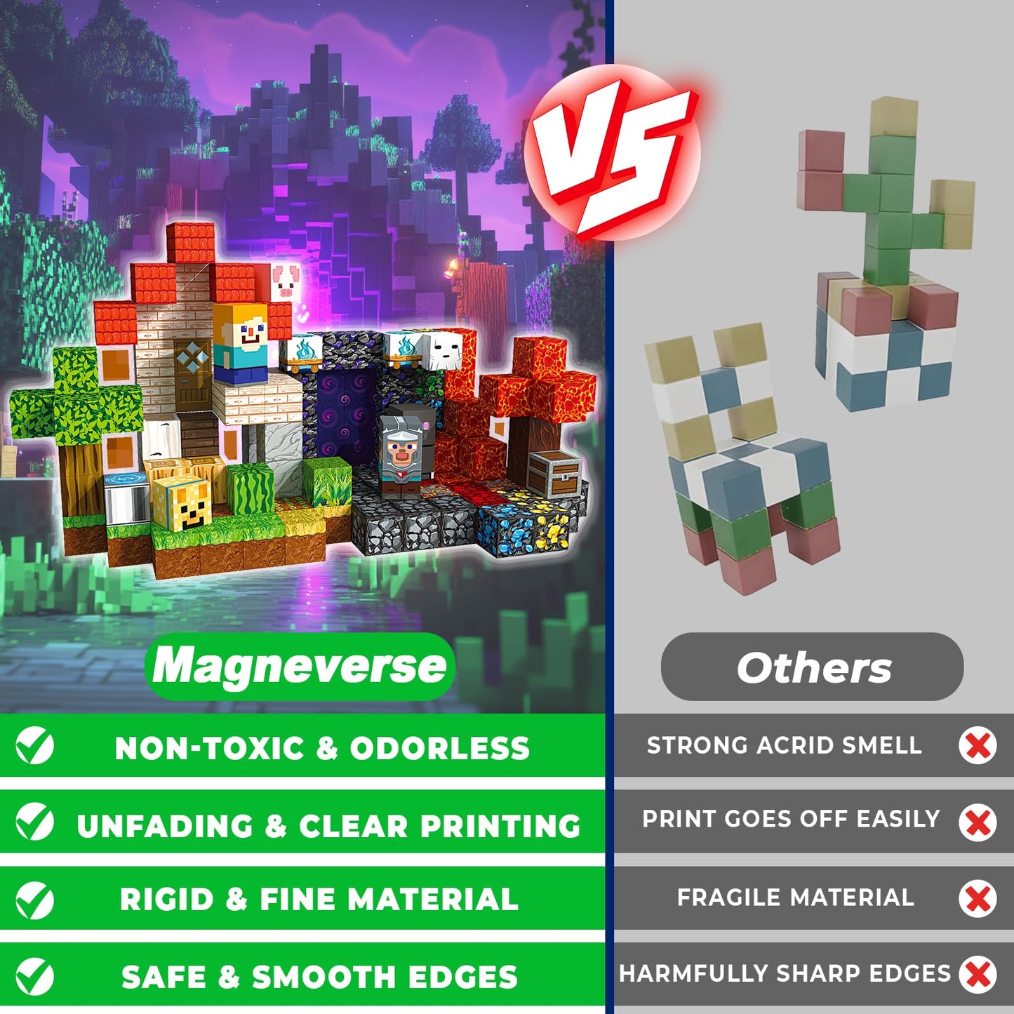 Magneverse 150 PCS Magnetic Blocks - Magnetic Building Blocks for Kids, Magnet Building Cubes for Boys Girls, STEM Montessori Sensory Toys Stacking for 3 4 5 6 7 8 9 10 11 12 13 Birthday Gift