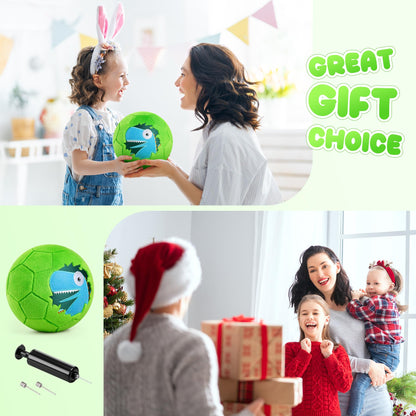 Soft Ball for Toddlers & Babies - Small, Safe & Easy-to-Grip Kickball, Dinosaur & Unicorn Design Soccer Ball - Great First Birthday Gift for Boys & Girls, Plush Indoor Soccer Toy for Ages 1-3 3-8