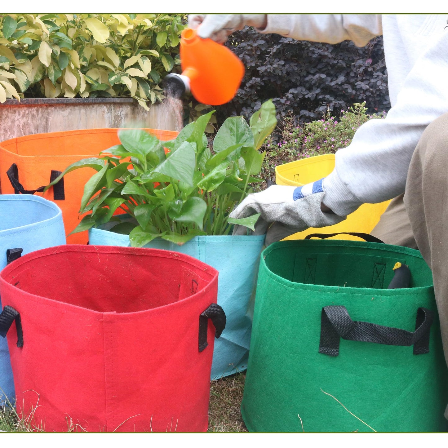 7-Gallon Fabric Grow Bags (7 Pack of Mix Colors) with Handles for Potato Tomato Flower and Vegetables