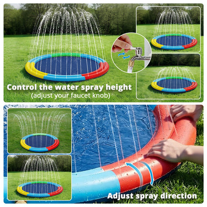 Splash Pad for Kids & Dogs, 78” Sprinkler Splash Pad with Dual Sprayers, Large Non-Slid Splash Mat, 360° Spray Outdoor Water Toys for Backyard, Summer, Gifts for Toddlers, Family, Pets