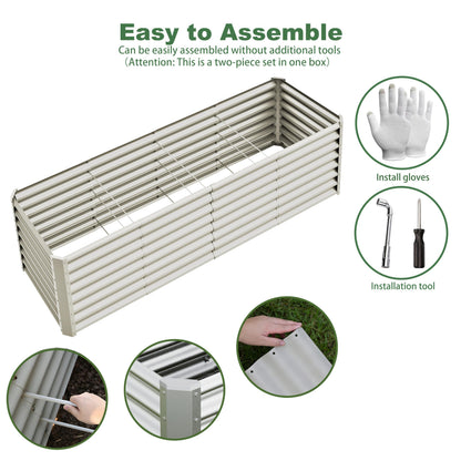 Kinddeer 8x2x2ft Raised Garden Bed Kit, Galvanized Planter Garden Boxes Outdoor, Metal Raised Garden Beds for Vegetables,Fruits, Flower,Silver