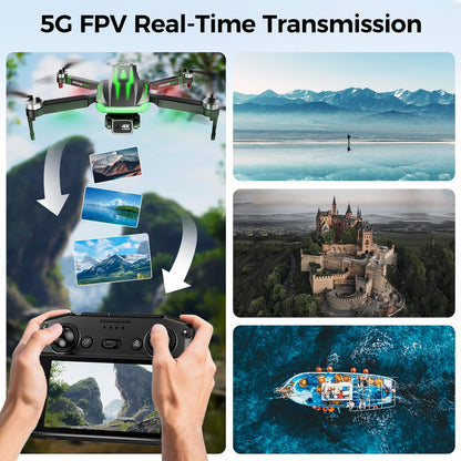 S8 GPS Drones with EIS 4K Camera for Adults kids, 5" Screen on Controller,60 Min Flight Time,Auto Return,Long Range Transmission,Brushless Motor,QuickShots,Foldable and Lightweight Quadcopter with Follow Me,Christmas Toy Birthday Gifts,Under 249g