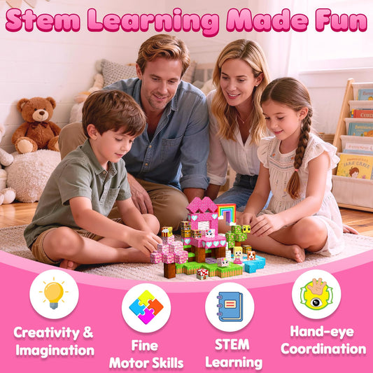 SSAWER Magnetic Blocks, 100PCS Magnetic Building Blocks, Stacking Magnets for Kids, Sensory Toy for STEM Constructions Magnet Blocks for Girls Age 3+, Christmas Birthday Gifts