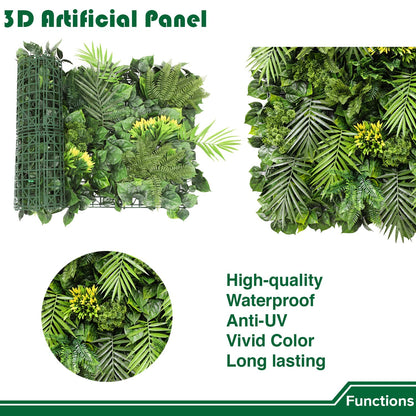 Goleray Artificial Grass Wall Panels 40"x40"-6Packs Greenery Backdrop Faux Boxwood Panel Fake Hedge for Garden Wedding Décor Outdoor Green Privacy Fence, 08Mixed
