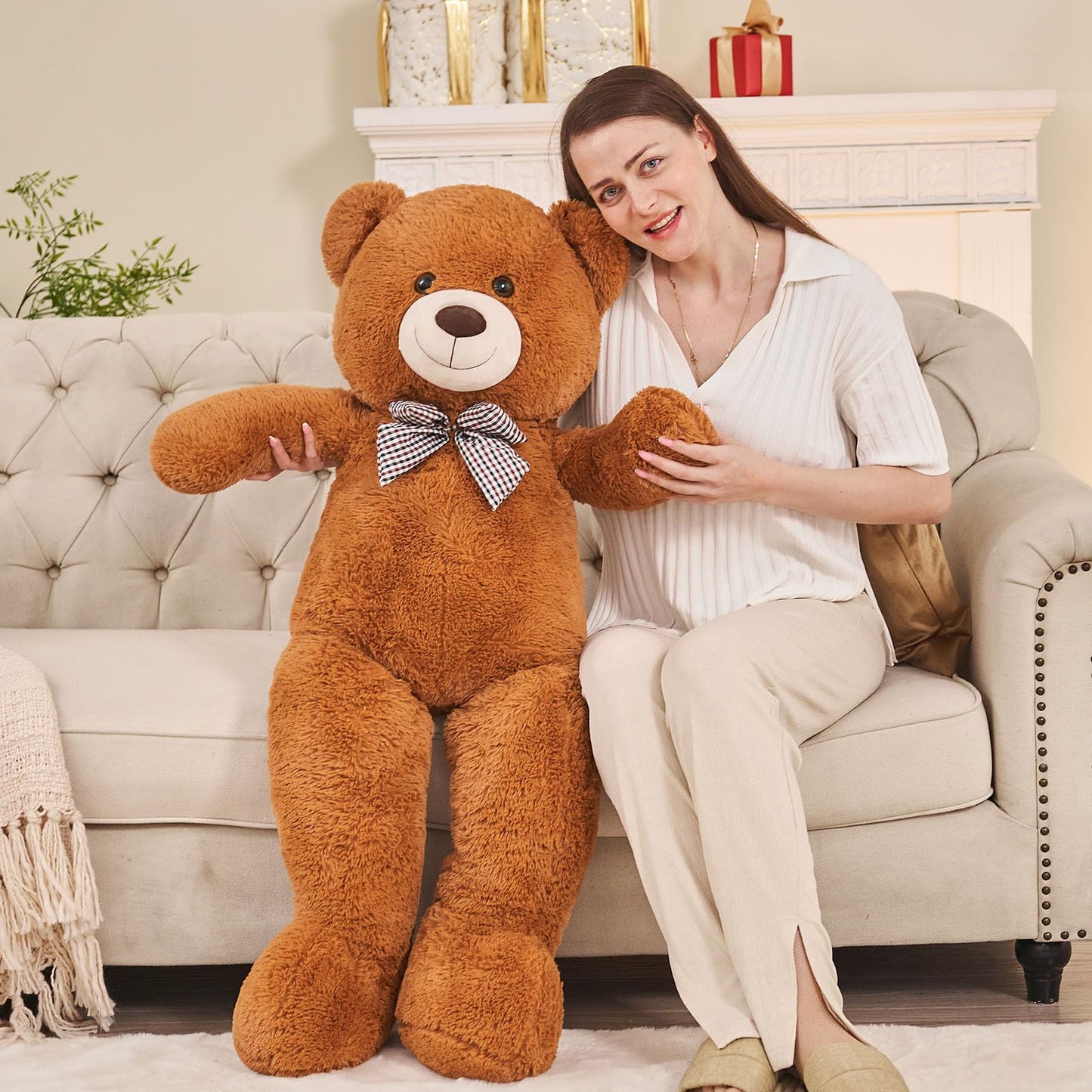 Toys Studio 47 Inch Big Teddy Bear Giant Teddy Bear Stuffed Animal 4ft Dark Brown Plush Toy for Baby Shower Party Decorations Kids Christmas Valentine's Day Gifts