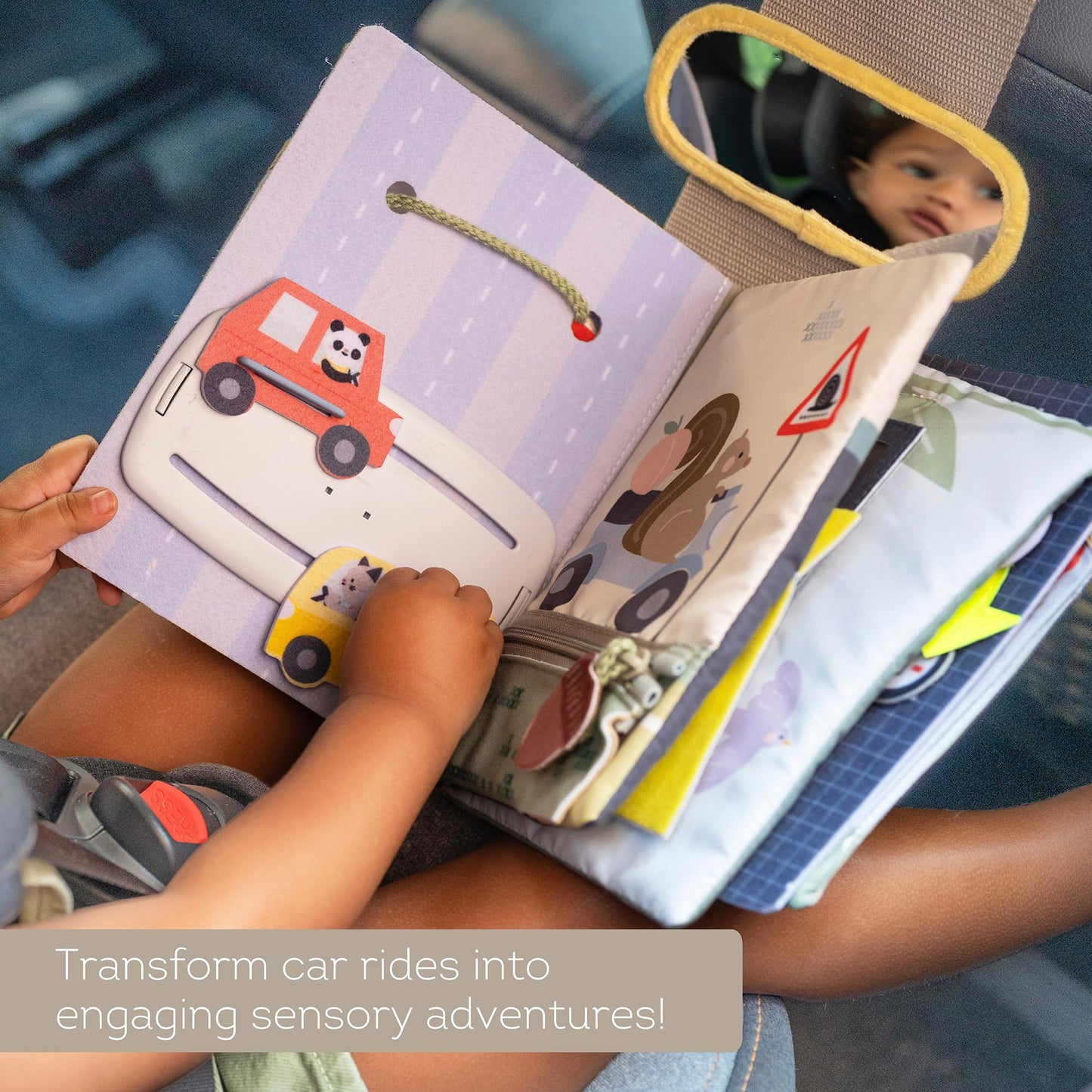Taf Toys Car seat Toys Busy Book for Toddlers 1-3, Montessori Quiet Activity Books Travel Toy with 15 Activities - Montessori Toys Busy Board for baby - Boy Toys Girl Birthday Gift Travel activity car