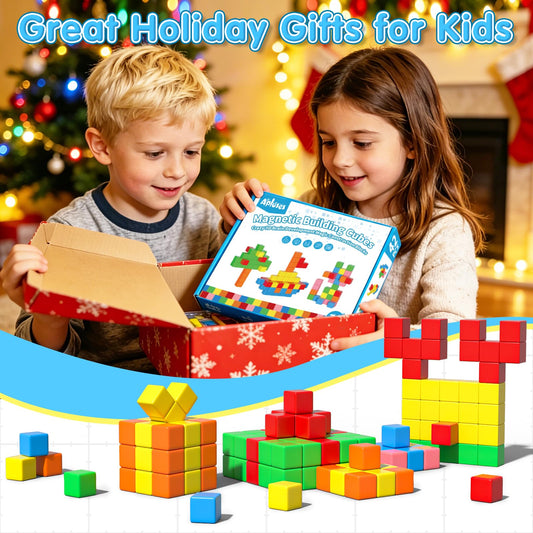 Apluses 42PCS Magnetic Blocks, Gifts for 3 4 5 6 Year Old, Magnet Building Blocks for Toddlers, Girls & Boys, Sensory - Montessori - Autism - Magnetic Toys for Kids Ages 3-5 4-8
