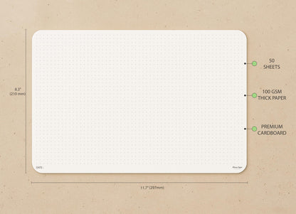 CLEVER SIGNS A4 Dot Grid Notepad (8,3" x 11,7")- Large Dotted Memo Desk Pads-Premium Paper with Cardboard Back Support - Ideal for Note-taking, Planning, Sketching, and Journaling
