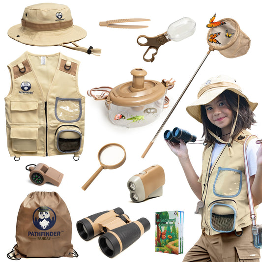 Kids Explorer Kit with Safari Vest, Hat & More - Kids Bug Catching Kit with Adventure Guide & Scavenger Hunt - Cute Dress-Up Zookeeper Costume & Safari Costume for 3-7 Year Old Boys Girls