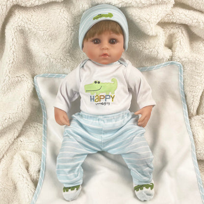 JRLCGYP Realistic Reborn Dolls Boy, 16" Lifelike Silicone Vinyl Baby Realistic Baby Dolls Toys Looks Real with Weighted Soft Body Gift Set for Over 3 Years Old…
