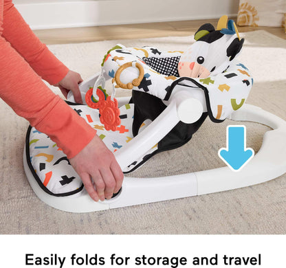 Fisher-Price Portable Baby Chair, Cute Cow Sit-Me-Up Floor Seat with BPA-Free Teether & Clacker Newborn Developmental Toys
