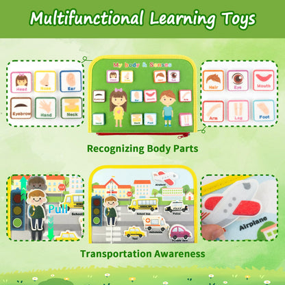Letoya Toddler Busy Board, Farm Busy Book Montessori Toys for Toddlers, Sensory Board Learning Toy Educational Activity Books Birthday for Girls Boys, Travel Toys for Airplane Car