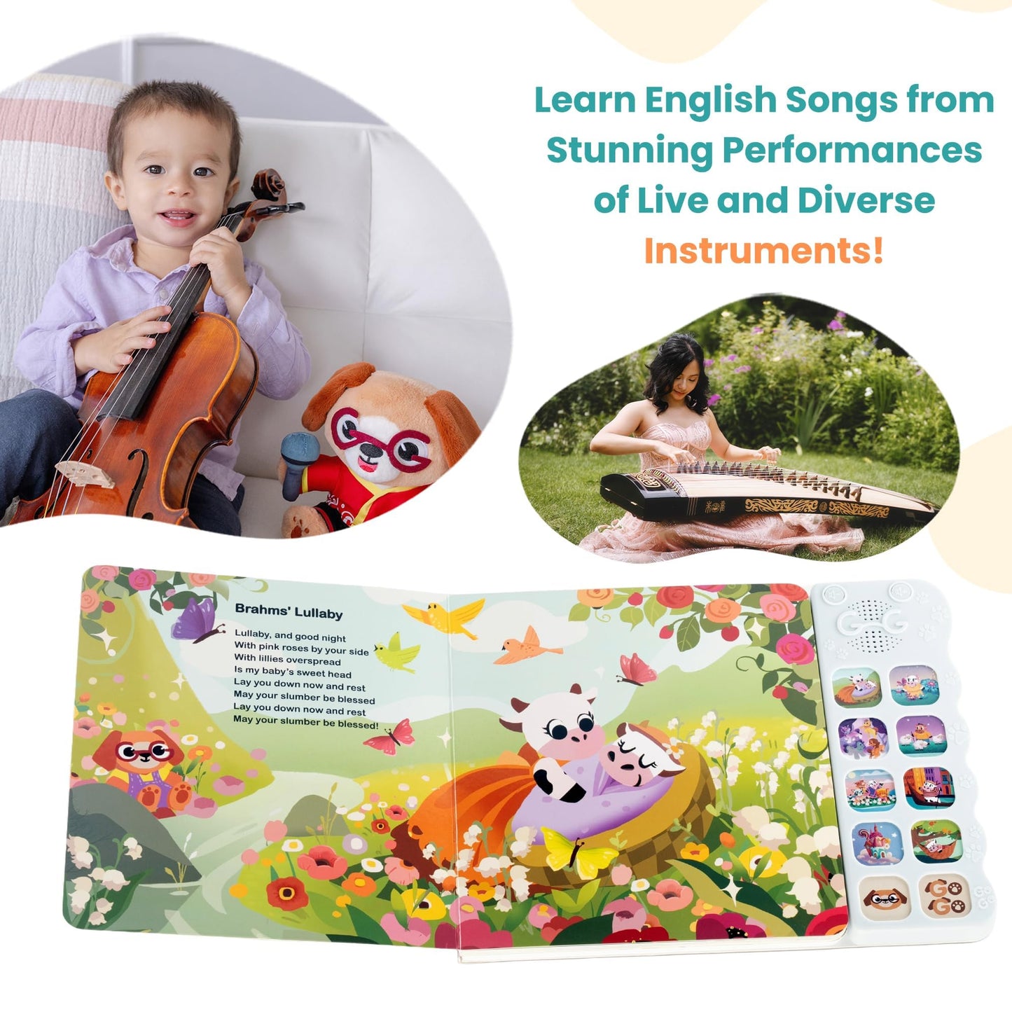 GO GO Children's Songs from East and West 8 Baby Songs, Musical Book for Toddlers 1-3, Nursery Rhyme Books, Talking Features, Singing Toys and Music for Early Learning and Entertainment