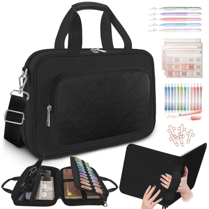 Large Bible Cover Case for Boys Mens, Book Carrying Case with Highlighters Tabs Pens, Bible Bag for Men Organizer, Bible Holder Bible Study Supplies Journaling Kit, Christian Gifts Black