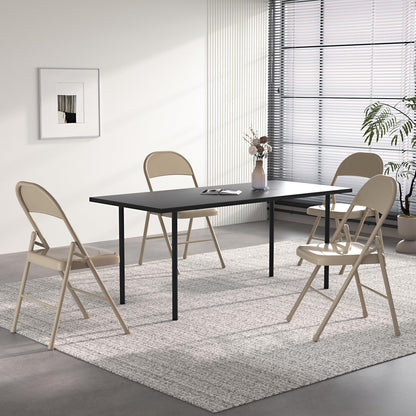 VECELO Metal Folding Chairs 4 Pack, Double Hinged Steel Frame Easy Foldable&Stackable for Office Kitchen Dinning Wedding Patio and Garden