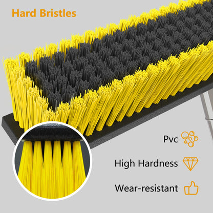 18 Inches Push Broom Outdoor with 65" Adjustable Handle, Heavy Duty Outdoor Broom with Stiff Bristles, for Cleaning Yard, Garage, Shop, Driveway, Wood, Stone, Deck, Concrete, and Tile Floor.