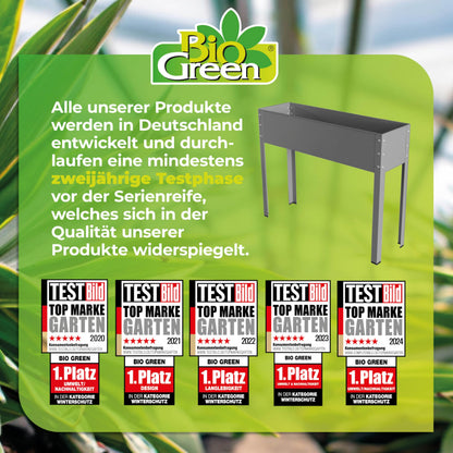 Bio Green Metal Raised Garden Bed Freising-XL with Drainage I Large Galvanized & Powder-Coated Outdoor Planter Box with Legs for Herb Garden, Flowers, Vegetables, Patio I 40x12x31.5 inch, Anthracite